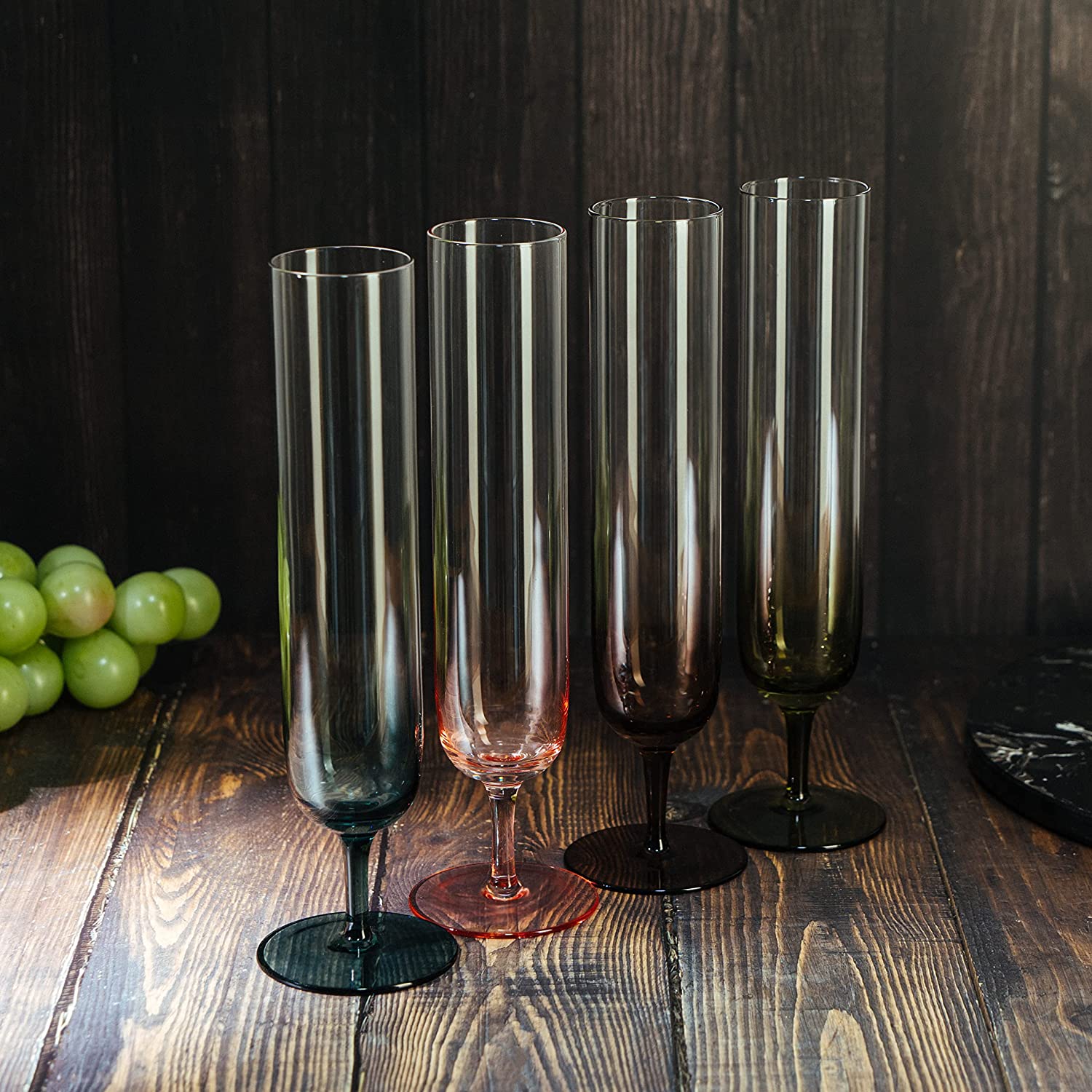 Tall Muted Colors Beautiful Champagne Flutes 10 Stemmed Set Of 4 10 5 Oz Elegant Gla