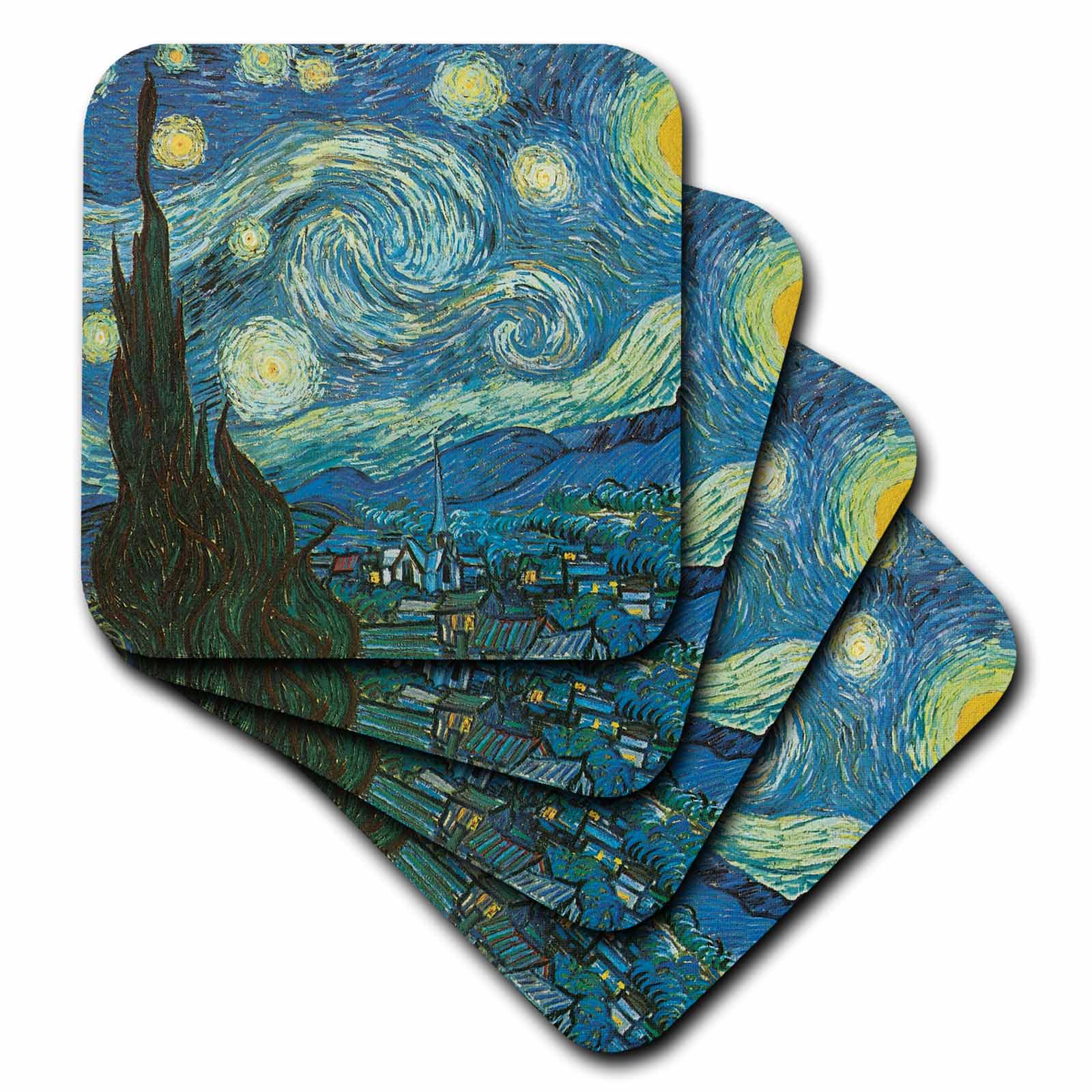 3dRose PS Vintage - Starry Night by Van Gogh vintage - Coasters (cst_164649)