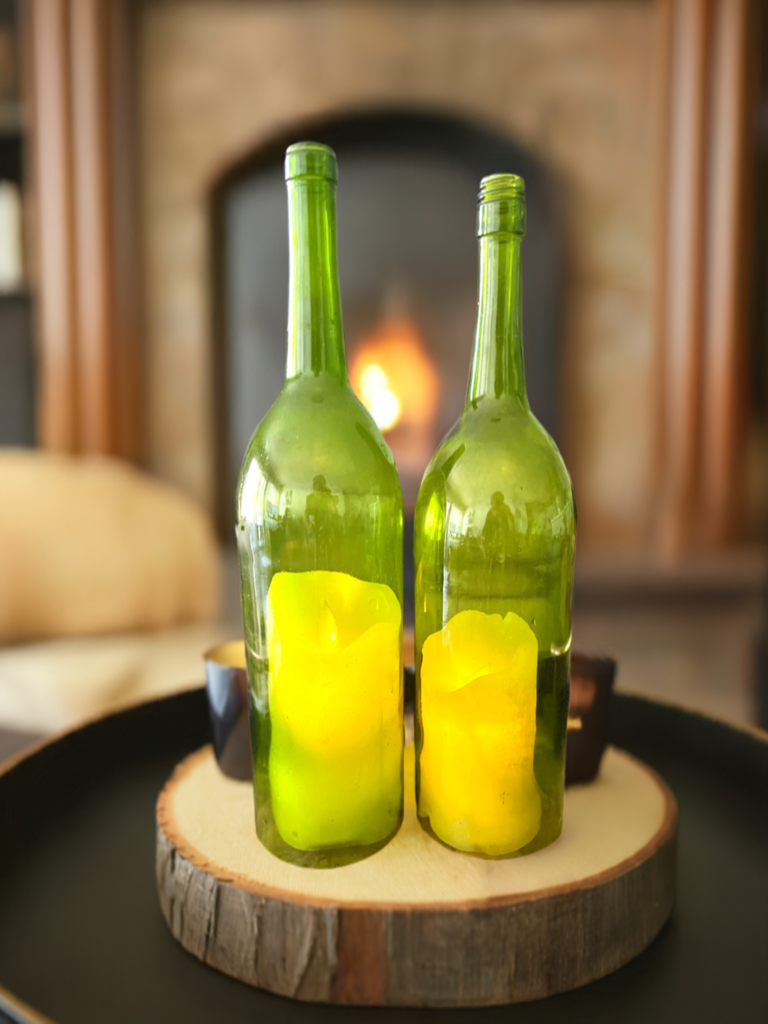 Large Bottomless Wine Bottles, Candle Holder, Centerpieces - Wine Not Upcycle