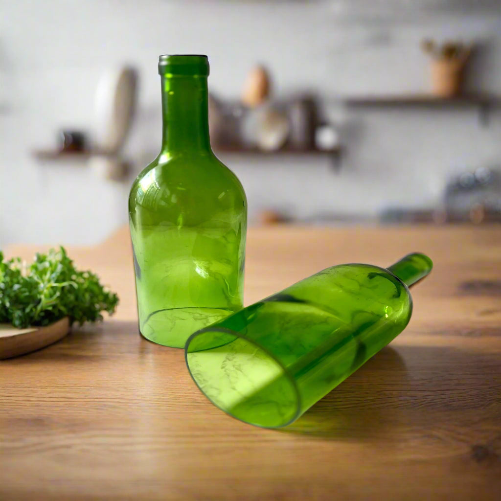 Small Bottomless Wine Bottle, Candleholder, Centerpieces - Wine Not Upcycle