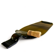 Load image into Gallery viewer, Wine Bottle Cheese Plate with Cork Cheese Spreader Knife
