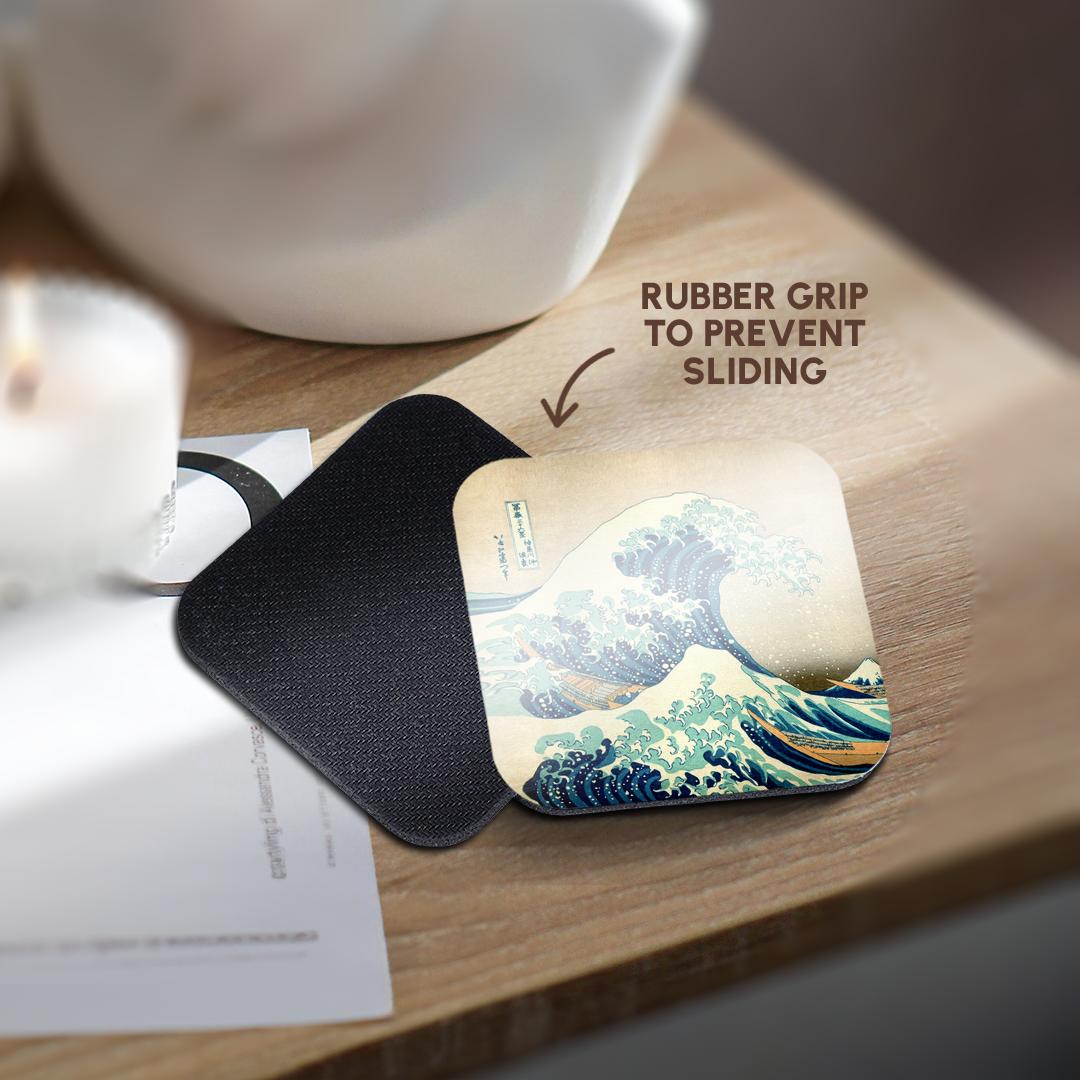 3dRose InspirationzStore Vintage Art - The Great Wave Off Kanagawa by Japanese Artist Hokusai - Dramatic Blue sea Ocean Ukiyo-e Print 1830 - Coasters (CST_155631)
