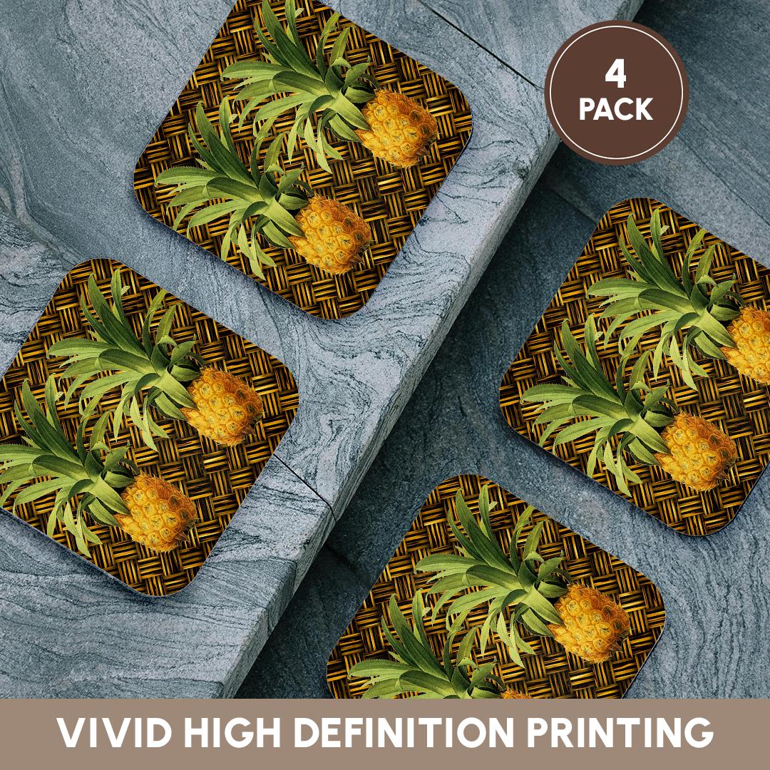 3dRose Russ Billington Designs - A Pair of Juicy Tropical Pineapples Botanical Illustration - Coasters (cst_220881)