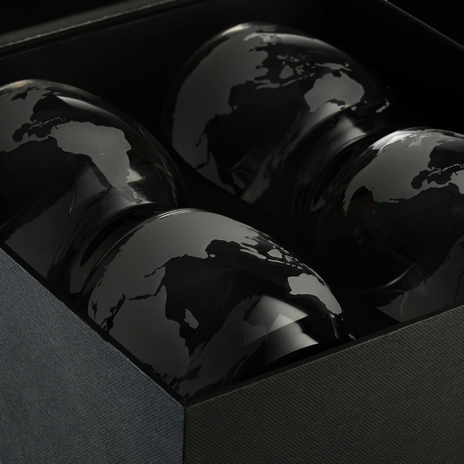 Etched World Globe Glasses Premium Barware Gift Elegant Drinkware Collection