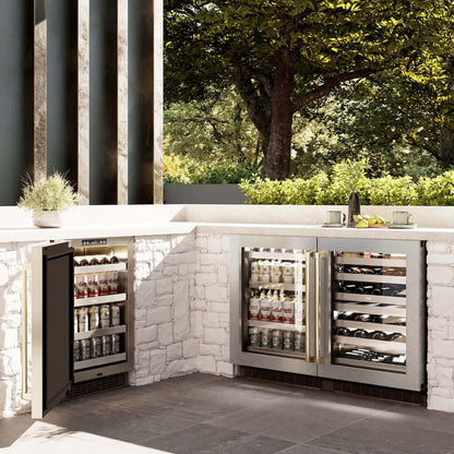 ZLINE 24" Touchstone Dual Zone 44 Bottle Wine Cooler White Matte Glass Door Matte Black Handle RWDOZ-WM-24-MB