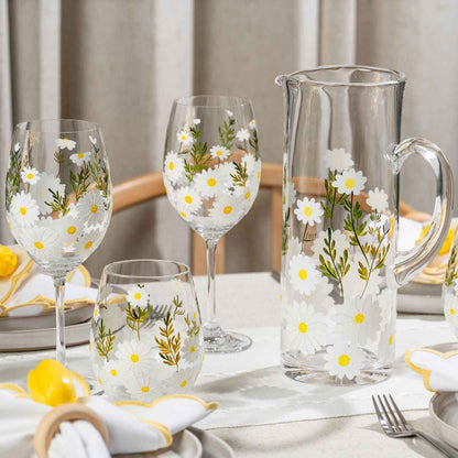 Daisy Painted Stemless Wine Glasses