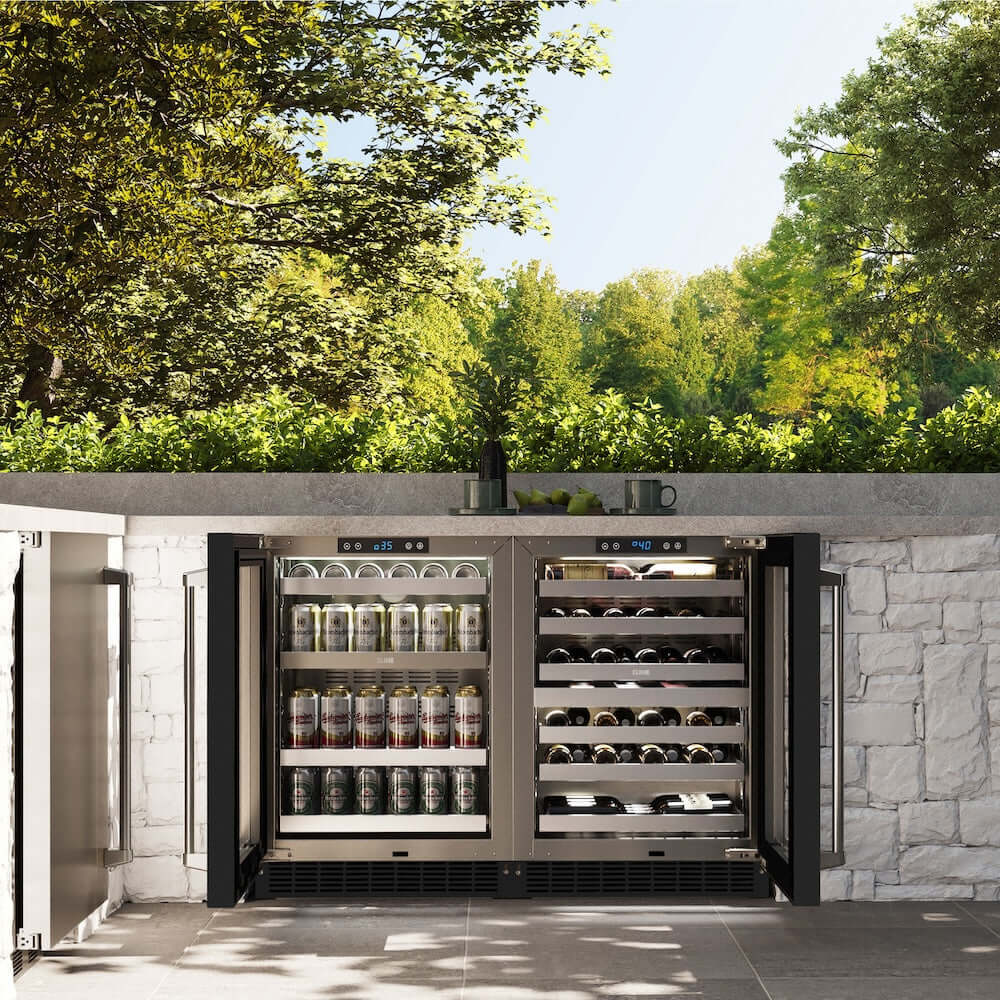 ZLINE 24" Touchstone Dual Zone 44 Bottle Wine Cooler Black Matte Glass Door RWDO-BLM-24