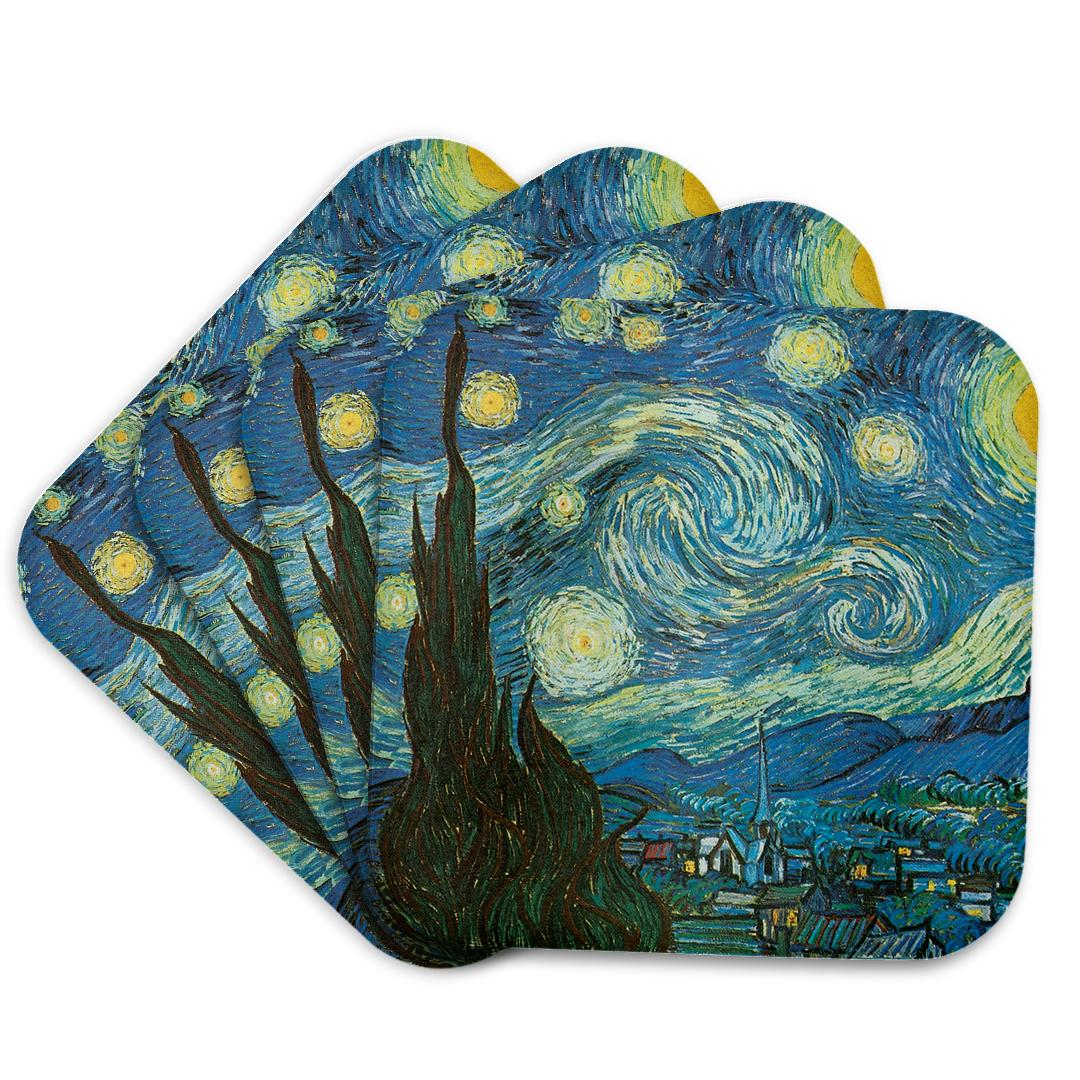 3dRose PS Vintage - Starry Night by Van Gogh vintage - Coasters (cst_164649)