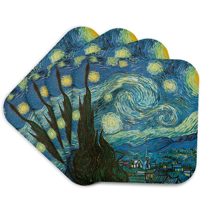 3dRose PS Vintage - Starry Night by Van Gogh vintage - Coasters (cst_164649)