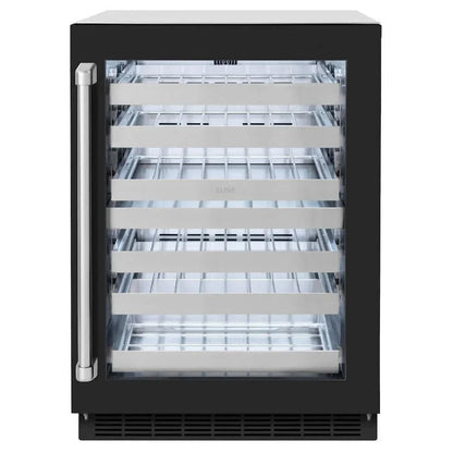 ZLINE 24" Touchstone Dual Zone 44 Bottle Wine Cooler Black Matte Glass Door RWDO-BLM-24