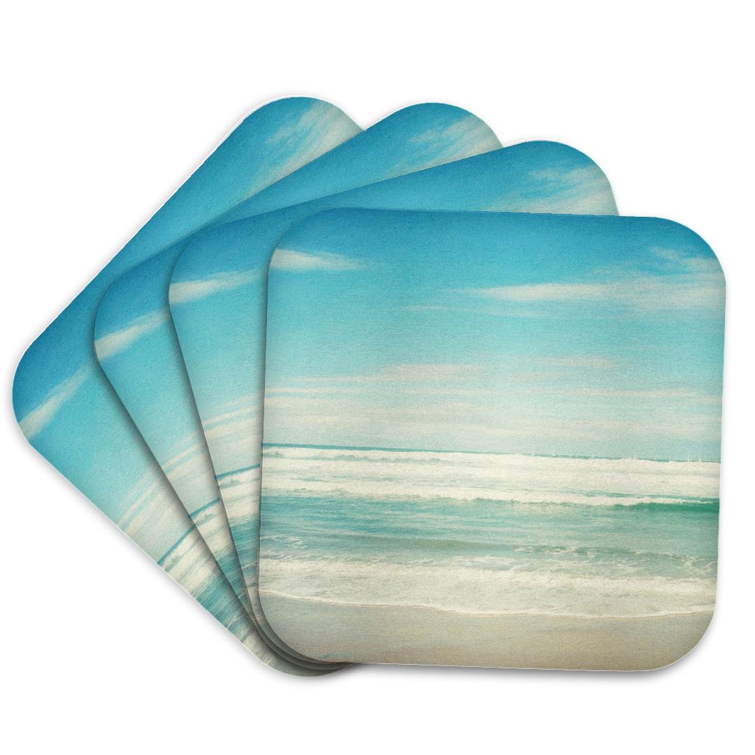3dRose PS Beach - Gentle Ocean Waves beach theme art - Coasters (cst_164479)