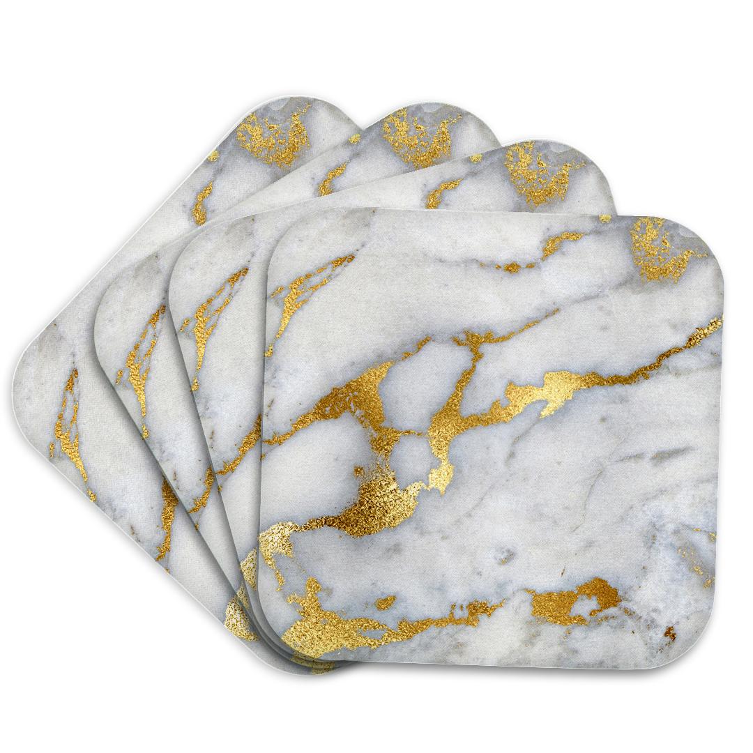 3dRose Uta Naumann Faux Glitter Pattern - Image of Luxury Grey Gold Gem Stone Marble Glitter Metallic Faux Print - Coasters (cst_268835)