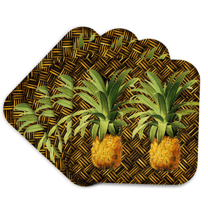 3dRose Russ Billington Designs - A Pair of Juicy Tropical Pineapples Botanical Illustration - Coasters (cst_220881)