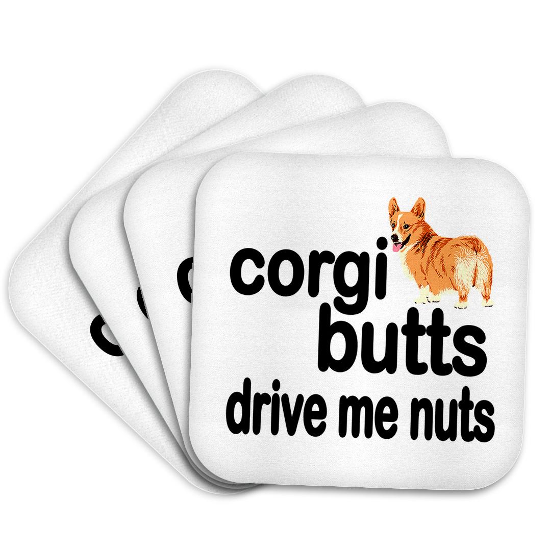 3dRose EvaDane - Funny Quotes - Corgi butts drive me nuts - Coasters (cst_172000)