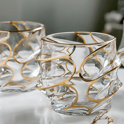 Gold Line Storm Japanese Crystal Whisky Glass