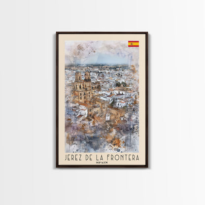 Jerez de la Frontera Spain Vineyard View, Framed Canvas Print, Travel Poster, Rustic Wall Art, Dining Room Decor, Wine Country Art, Home Aesthetic