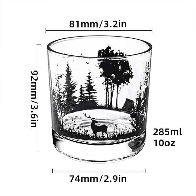 Old Fashioned Whiskey Glasses, Stemless Wine Glasses with Gift Box, 10Oz Rocks Glass for Scotch Cocktail Bourbon Vodka Liquor, Unique Gifts for Dad, Husband, Father's Day, Anniversary