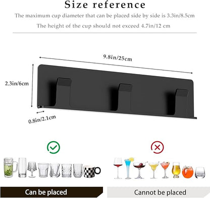 Cup Holder, 2 Pack Wine Glass Holder，No Drilling Installation Wine Glass Holder Wall Mounted for Dining Room, Kitchen and Bar Daily Use (Classic Black)