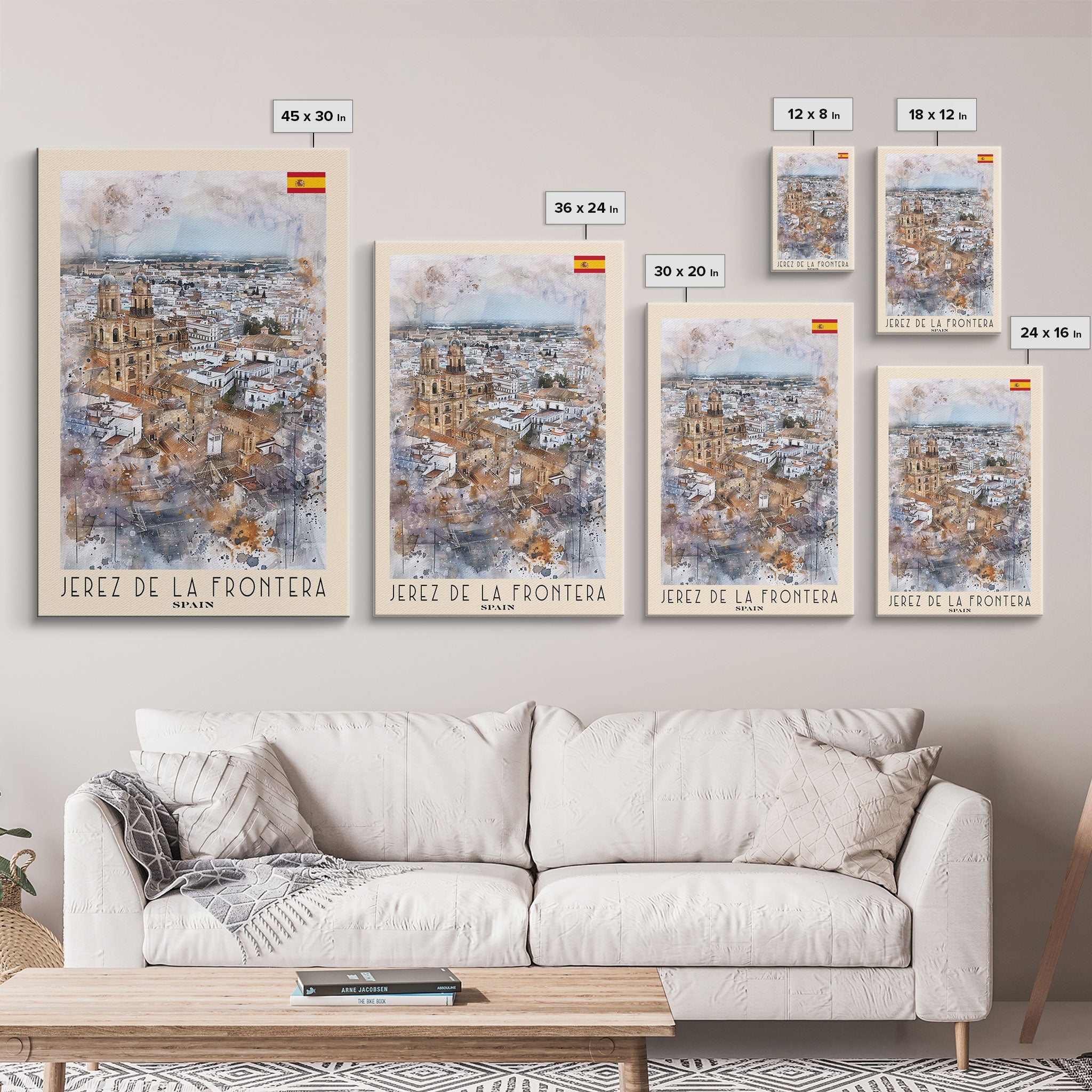 Jerez de la Frontera Spain Vineyard View, Framed Canvas Print, Travel Poster, Rustic Wall Art, Dining Room Decor, Wine Country Art, Home Aesthetic