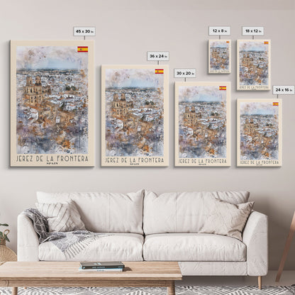 Jerez de la Frontera Spain Vineyard View, Framed Canvas Print, Travel Poster, Rustic Wall Art, Dining Room Decor, Wine Country Art, Home Aesthetic