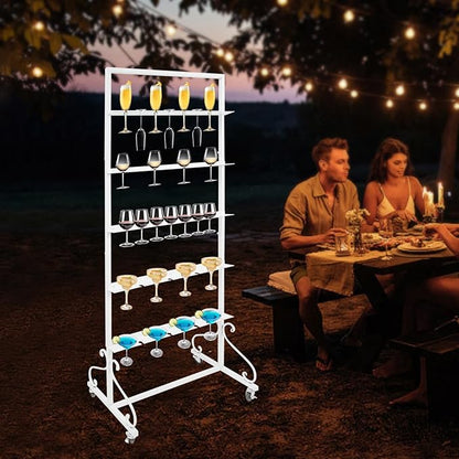 40 Slots Champagne Holder Stand for Party, Wine Glass Display Wall Holder, Stable Wine Glass Stemware Rack for Bar, Wedding, Party (White)