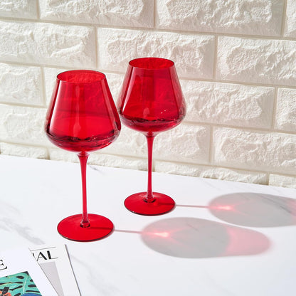 Crystal Christmas Holiday Red Colored Crystal Wine Glass Set Of 2 Gift For Hosting Her Wife Mom Frie