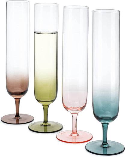 Tall Muted Colors Beautiful Champagne Flutes 10 Stemmed Set Of 4 10 5 Oz Elegant Gla