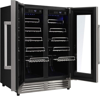 THOR Kitchen Freestanding/Under-Counter 24-Inch Dual Zone Wine Cooler in Stainless Steel - Model TWC2402