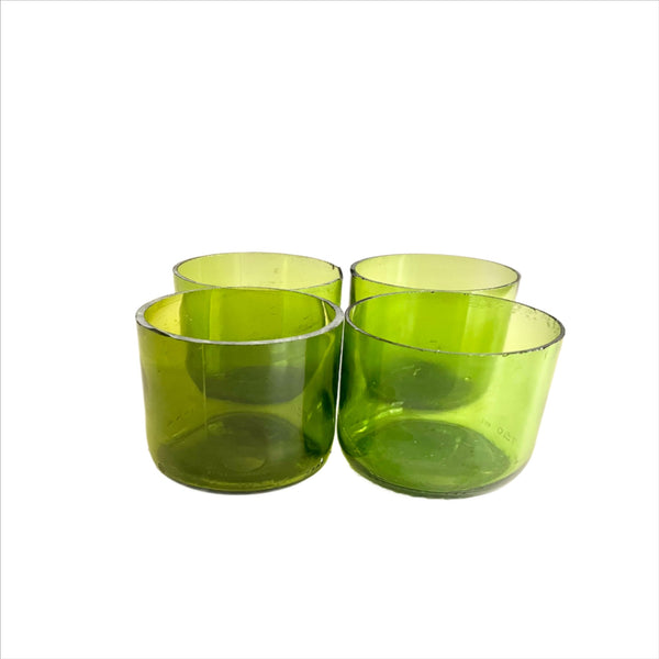 Green Wine Bottle 10-ounce Drinking Glasses - upcycled tumblers