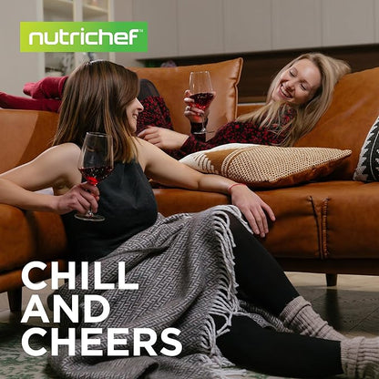 NutriChef Single-Zone Wine Cooler & Chiller – Digital Touch Control, Airtight Seal, 14-Bottle Capacity, Black