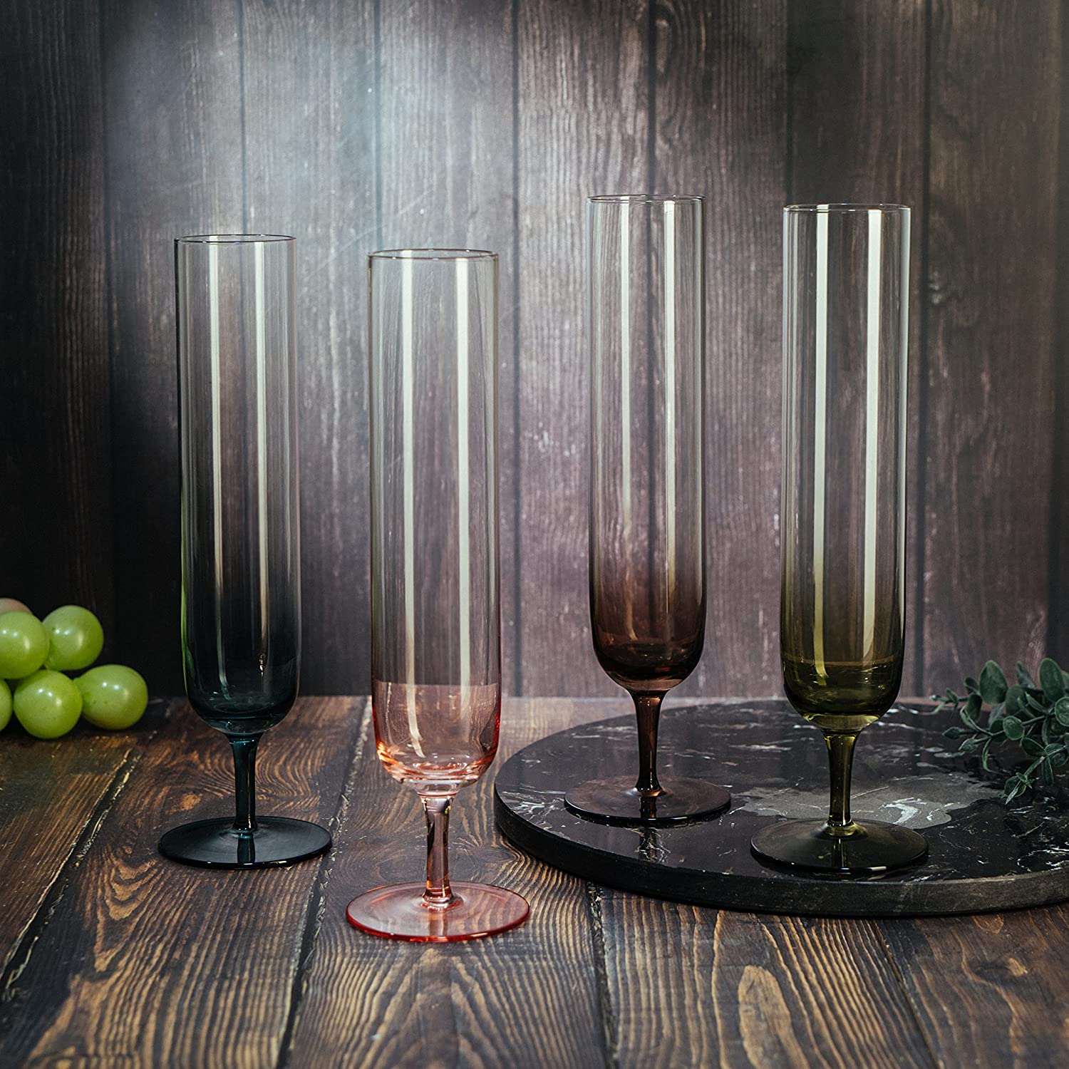 Tall Muted Colors Beautiful Champagne Flutes 10 Stemmed Set Of 4 10 5 Oz Elegant Gla