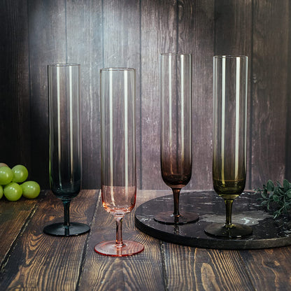 Tall Muted Colors Beautiful Champagne Flutes 10 Stemmed Set Of 4 10 5 Oz Elegant Gla