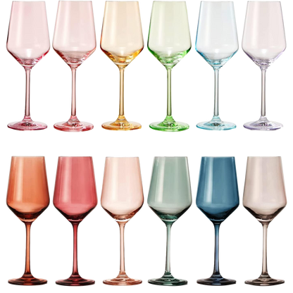 Make Your Own Set Wine Glass Single Colorful Magenta Colored Large 12 Oz Glass Unique Italian Style