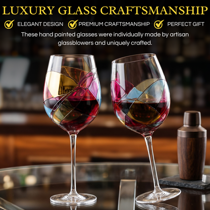 Beautiful Hand Painted Wine Glasses Premium Barware Gift Elegant Drinkware Collection