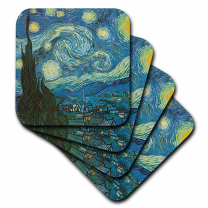 3dRose PS Vintage - Starry Night by Van Gogh vintage - Coasters (cst_164649)