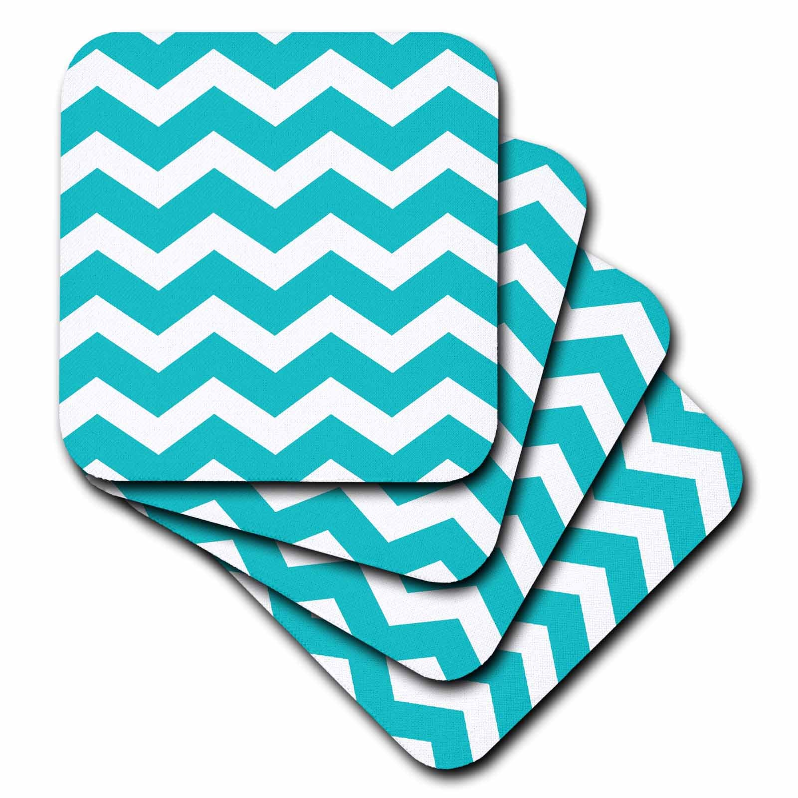 3dRose InspirationzStore Chevron Patterns - Turquoise Chevron zig zag pattern - teal aqua blue stylish zigzags - Coasters (cst_179669)
