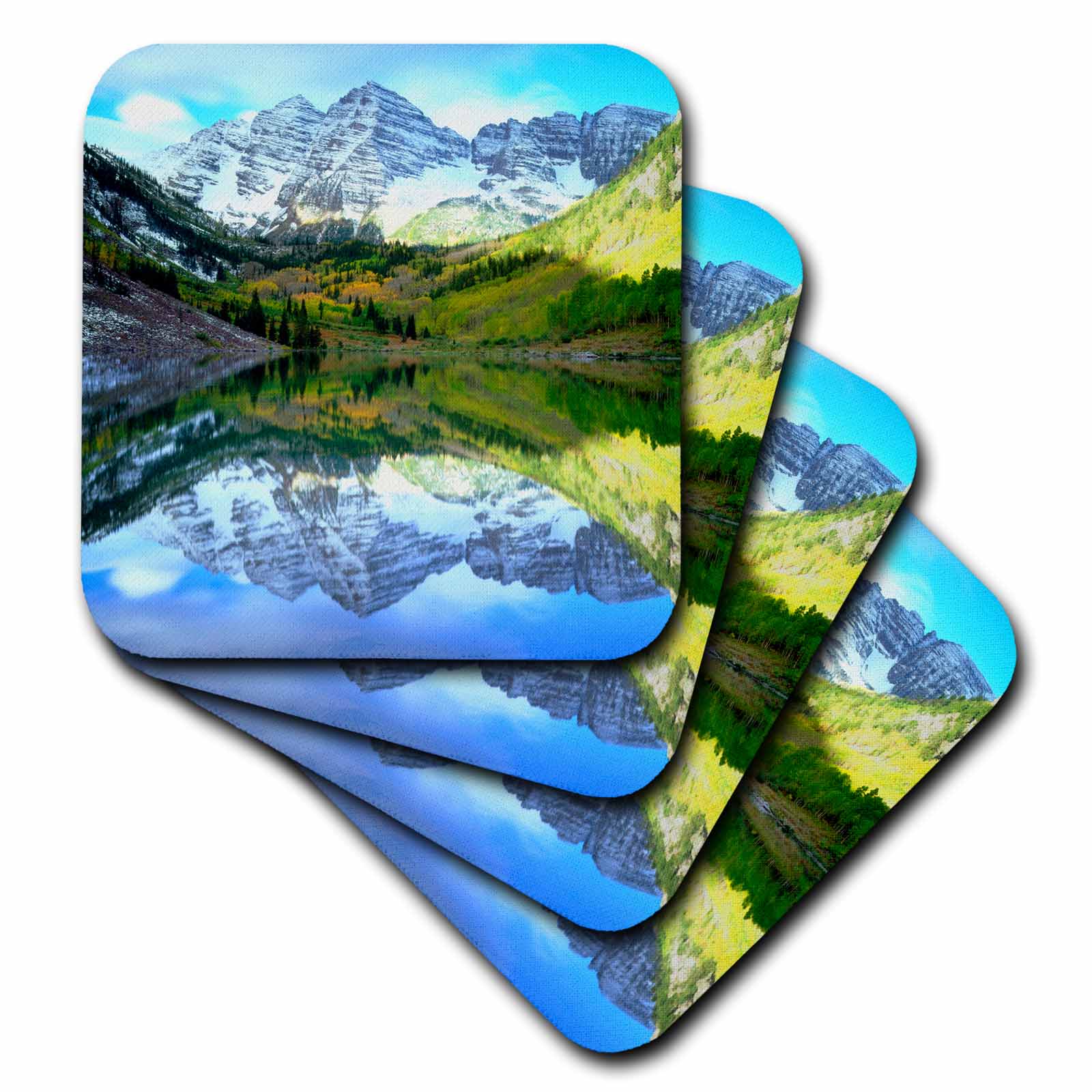 3dRose Danita Delimont - Mountains - USA, Colorado. Rocky Mountains, Maroon Bells reflect in Maroon Lake. - Coasters (cst_207843)
