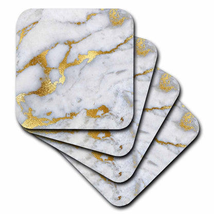 3dRose Uta Naumann Faux Glitter Pattern - Image of Luxury Grey Gold Gem Stone Marble Glitter Metallic Faux Print - Coasters (cst_268835)
