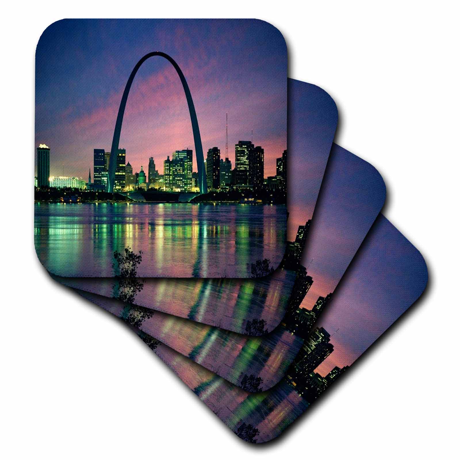 3dRose Florene America The Beautiful - St louis Missouri Arch At Nite - Coasters (cst_56145)