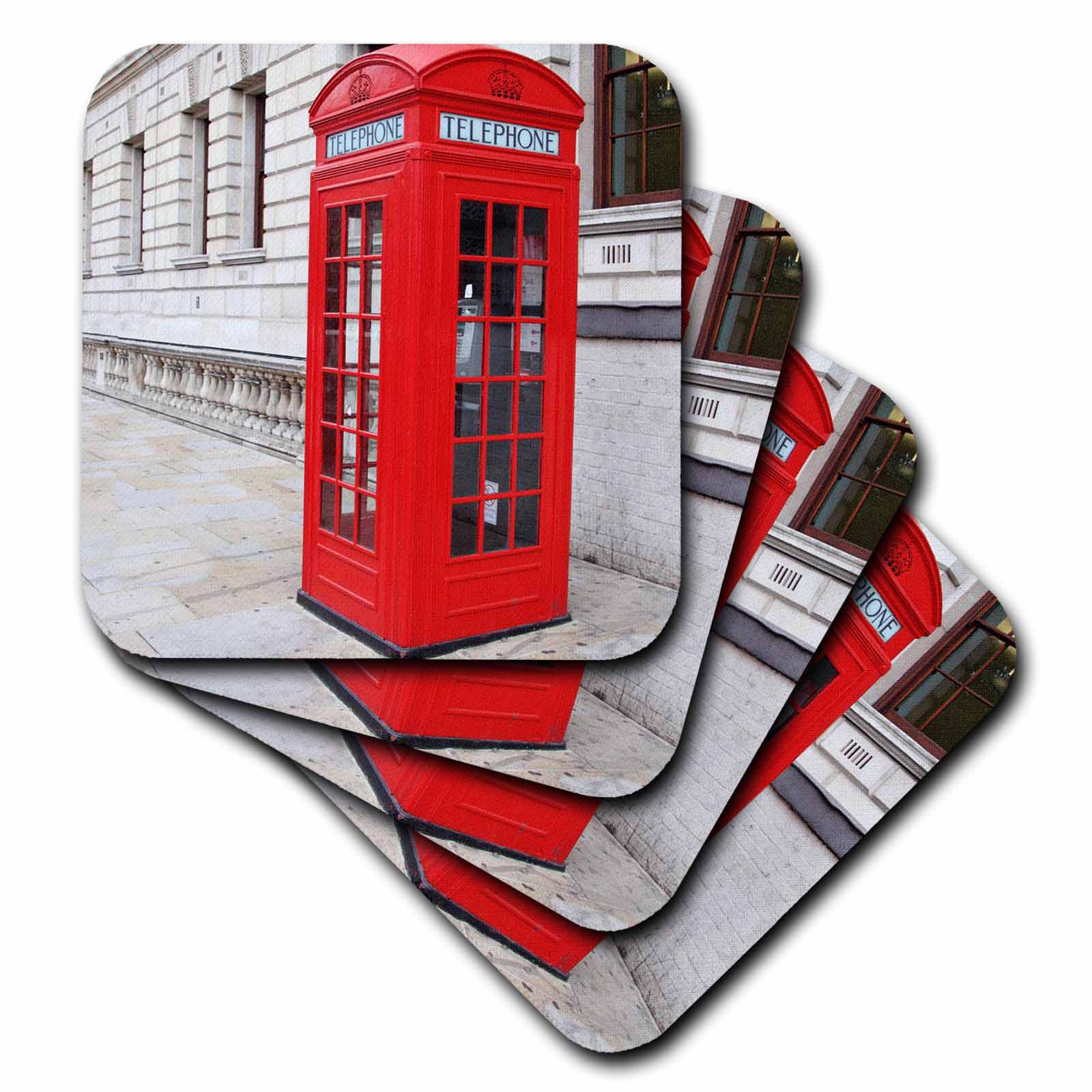 3dRose Florene Décor II - Londons Famous Red Phone Booths - Coasters (cst_56177)