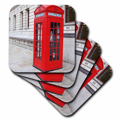 3dRose Florene Décor II - Londons Famous Red Phone Booths - Coasters (cst_56177)