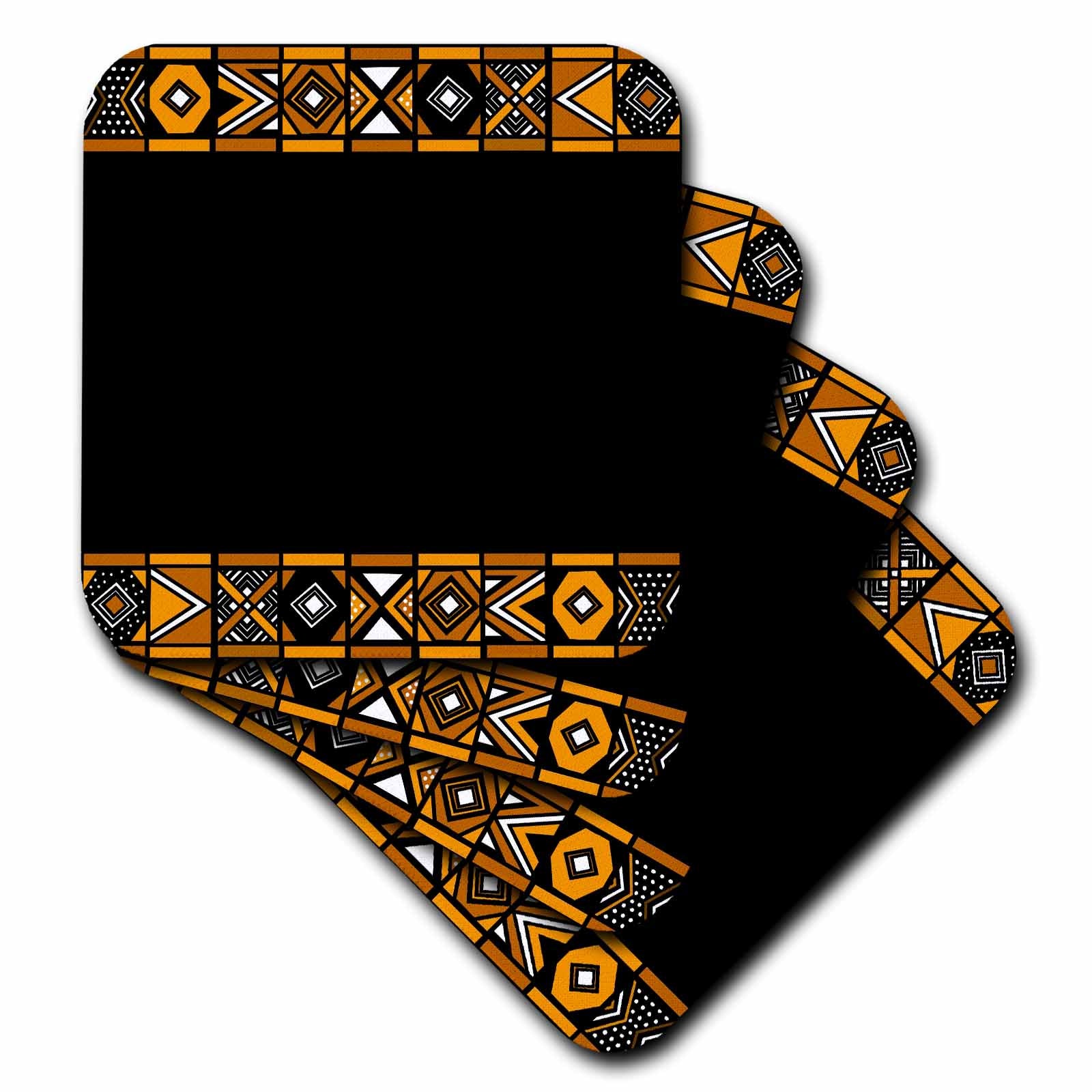 3dRose InspirationzStore African Patterns - Brown and Black African Pattern - Art of Africa Inspired by Zulu Beadwork Geometric Designs - Coasters (CST_76556)