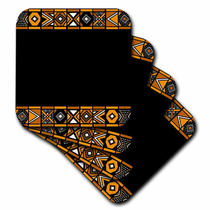 3dRose InspirationzStore African Patterns - Brown and Black African Pattern - Art of Africa Inspired by Zulu Beadwork Geometric Designs - Coasters (CST_76556)
