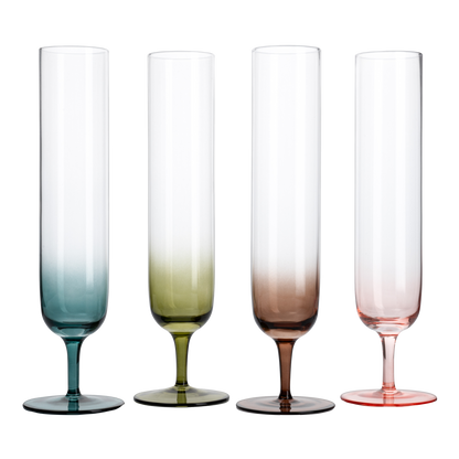Tall Muted Colors Beautiful Champagne Flutes 10 Stemmed Set Of 4 10 5 Oz Elegant Gla