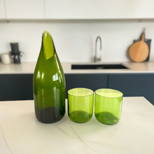 Load image into Gallery viewer, Green Glass Carafe, Glass Bottle Wine Decanter, with Set of Two 8oz Tumblers
