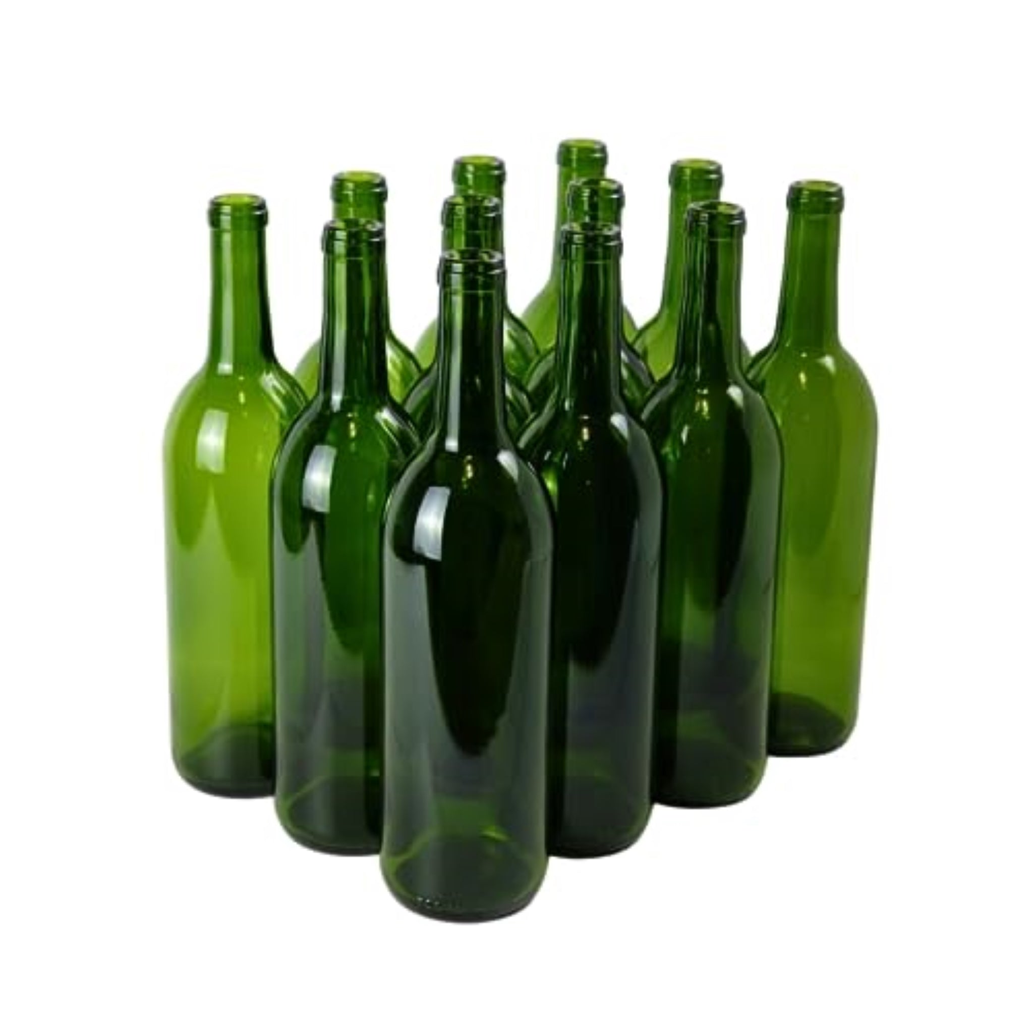 Green 750mL Wine Bottles, Bordeaux Wine Bottles, Empty Bottles for Drinks, Case of 12 - Wine Not Upcycle