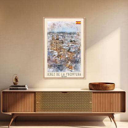Jerez de la Frontera Spain Vineyard View, Framed Canvas Print, Travel Poster, Rustic Wall Art, Dining Room Decor, Wine Country Art, Home Aesthetic