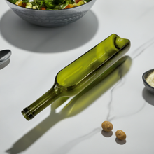 Load image into Gallery viewer, Green Horizontal Side Cut Wine Bottle, Serving Bowl, Wine Bottle Planter
