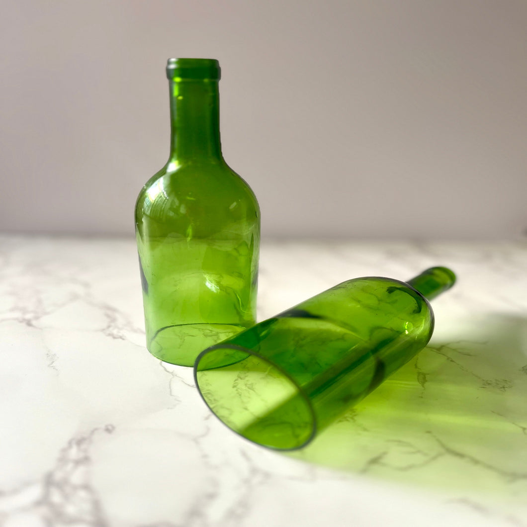 cut green wine bottle bottomless