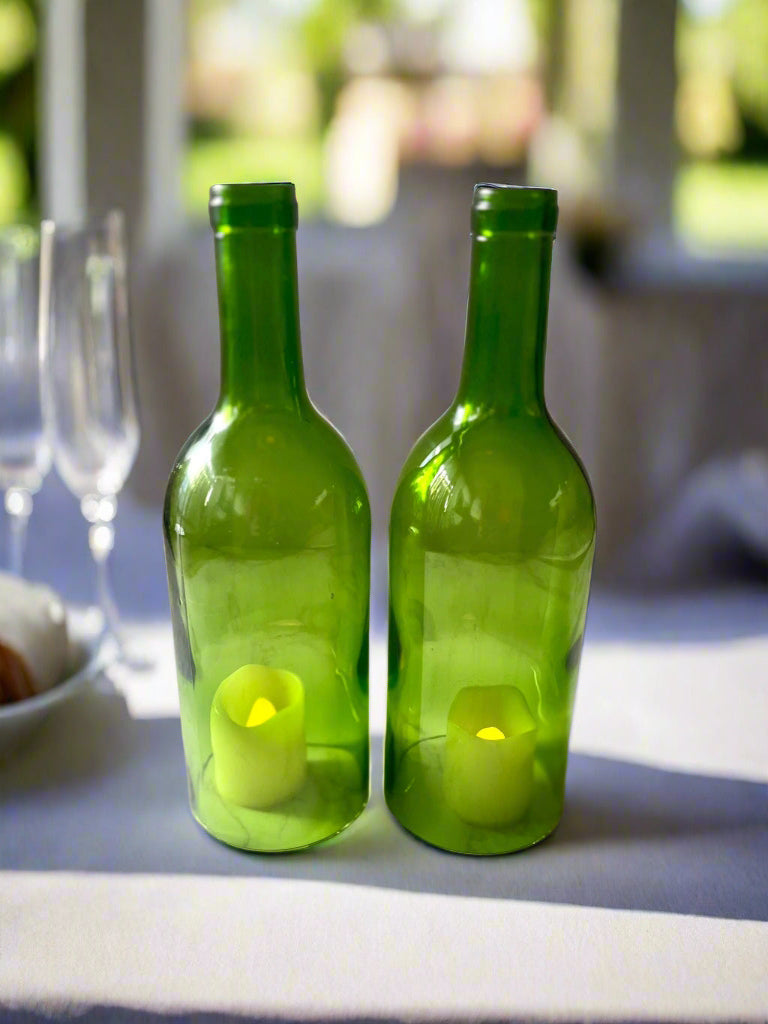 Small Bottomless Wine Bottle, Candleholder, Centerpieces - Wine Not Upcycle